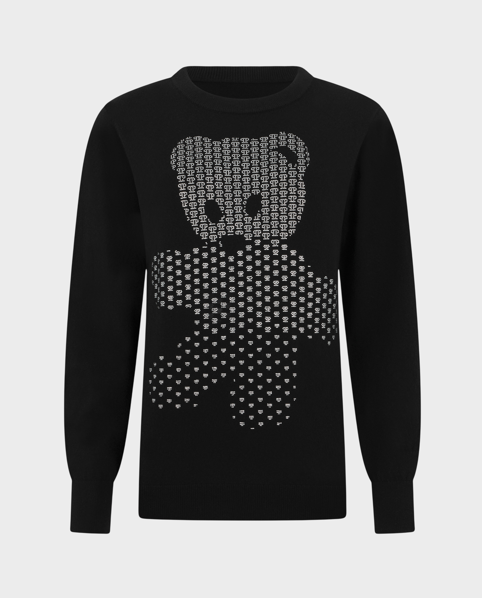 Czarny wełniany sweter z aplikacją Teddy - Image #0