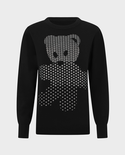 Czarny wełniany sweter z aplikacją Teddy - Image #0