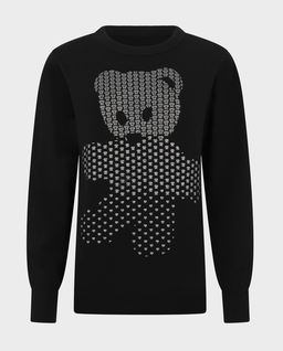 Czarny wełniany sweter z aplikacją Teddy - Image #0
