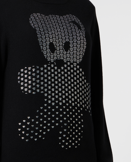 Czarny wełniany sweter z aplikacją Teddy - Image #4