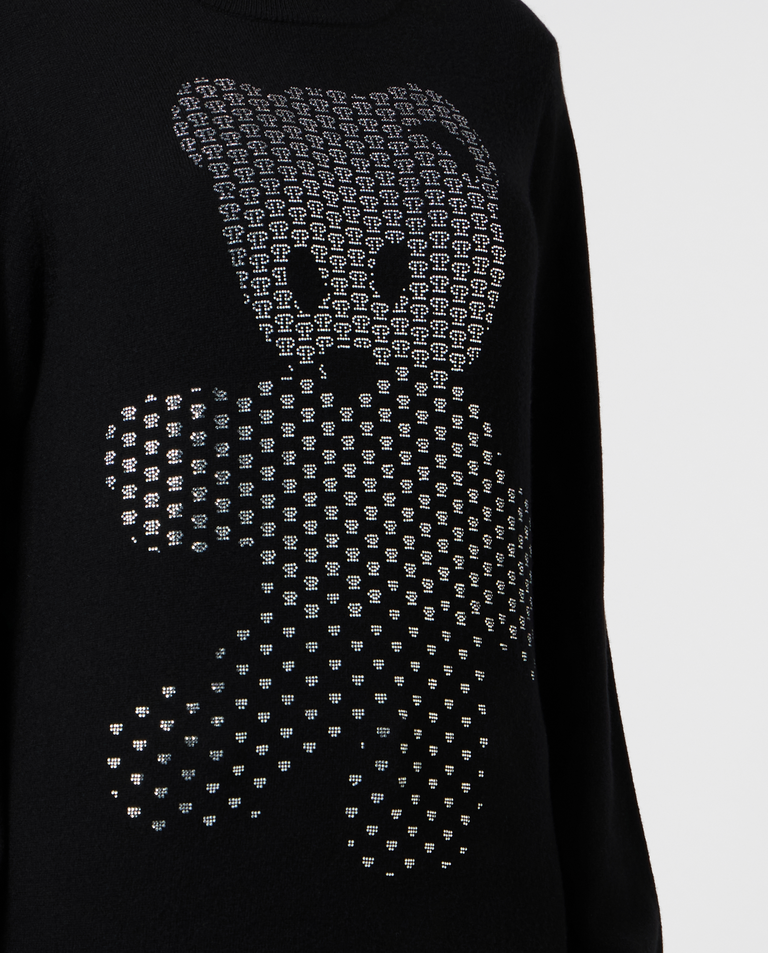 Czarny wełniany sweter z aplikacją Teddy - Image #4
