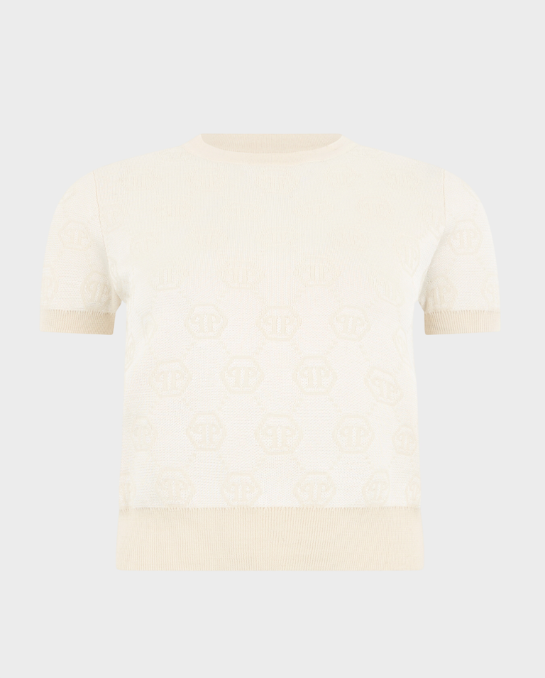 Kremowy sweter z monogramem
