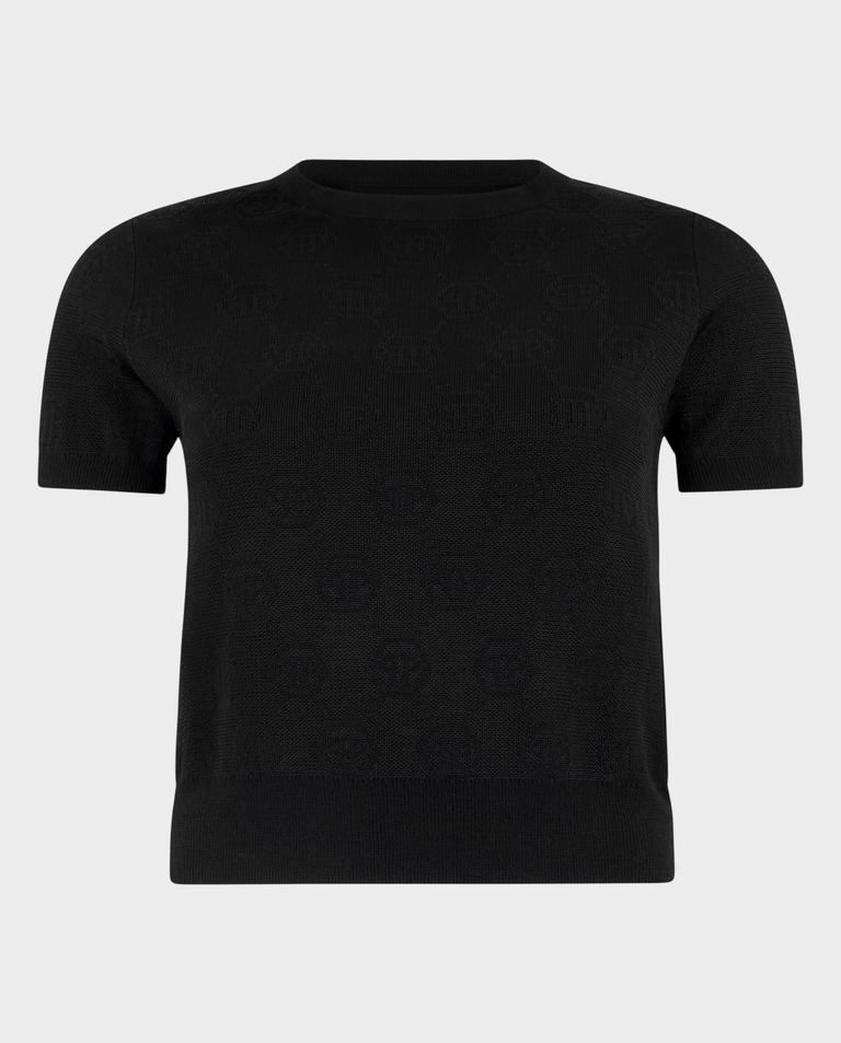 Czarny sweter z monogramem