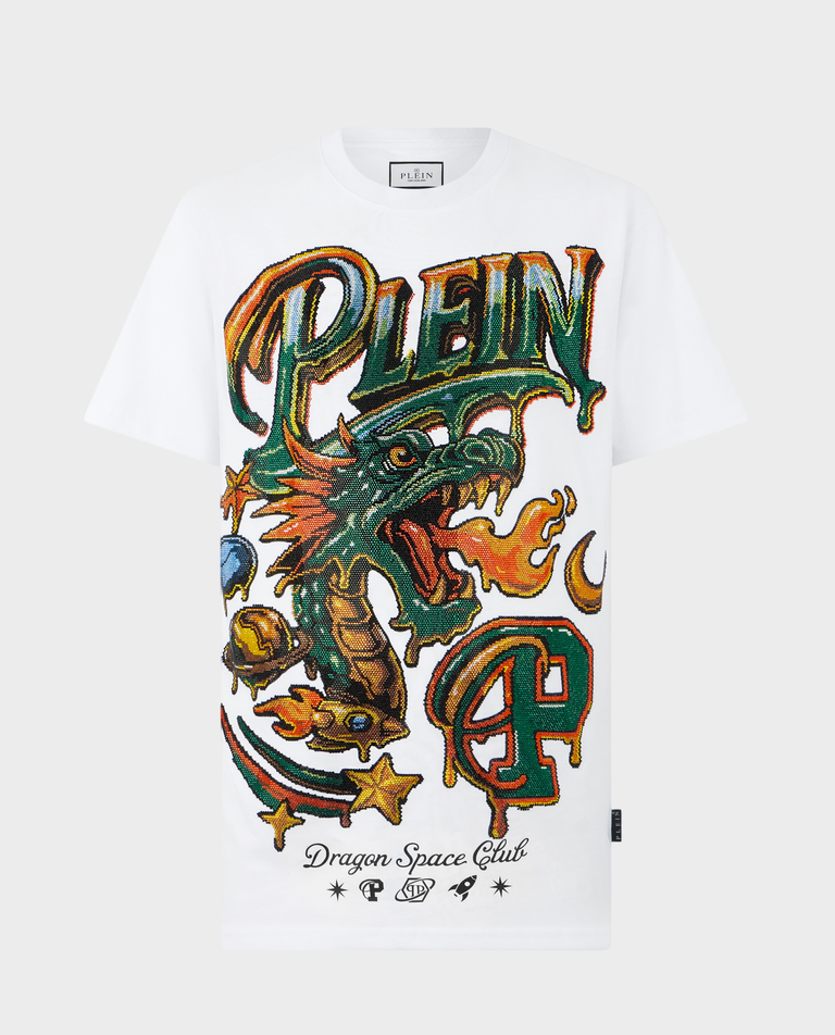 Biały t-shirt Space Dragon