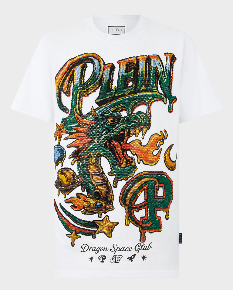 Biały t-shirt Space Dragon