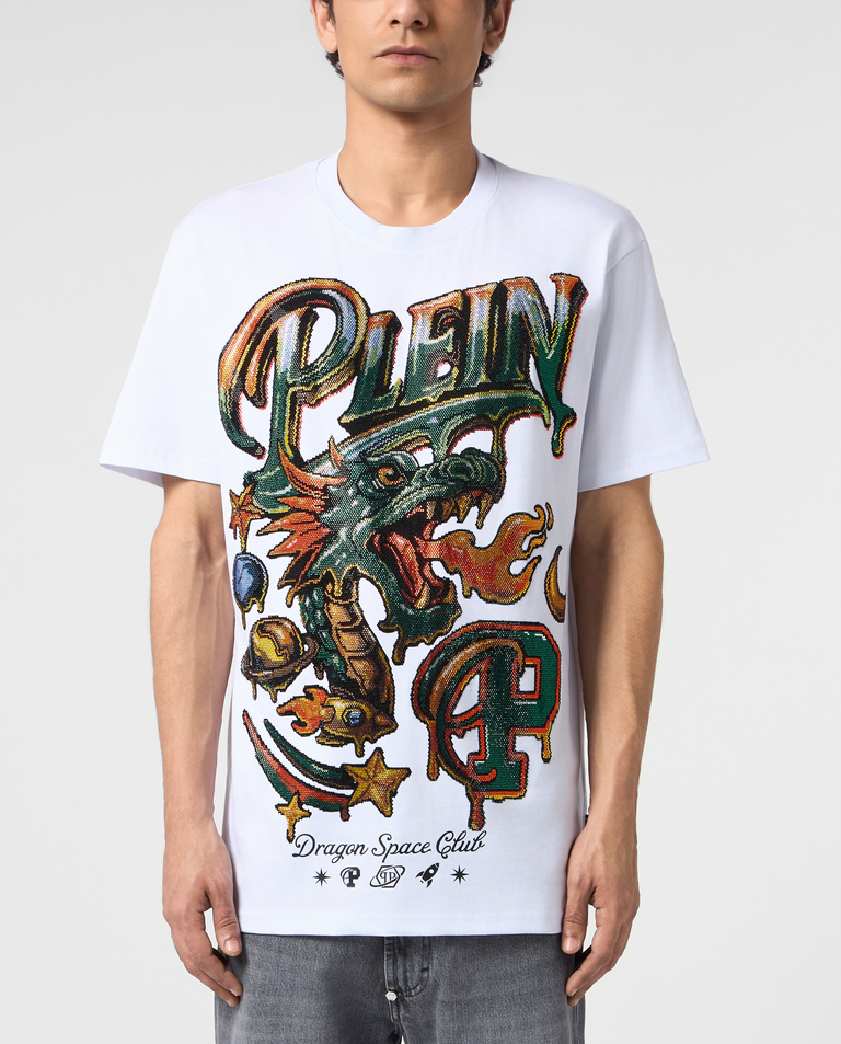 Biały t-shirt Space Dragon