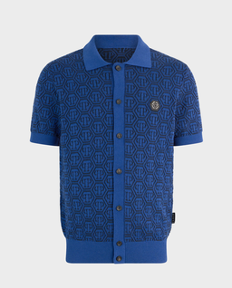 Niebieska bluzka polo z monogramem - Image #0
