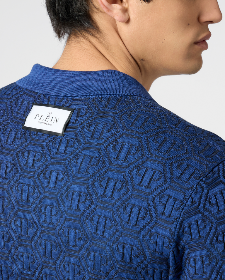 Niebieska bluzka polo z monogramem - Image #4