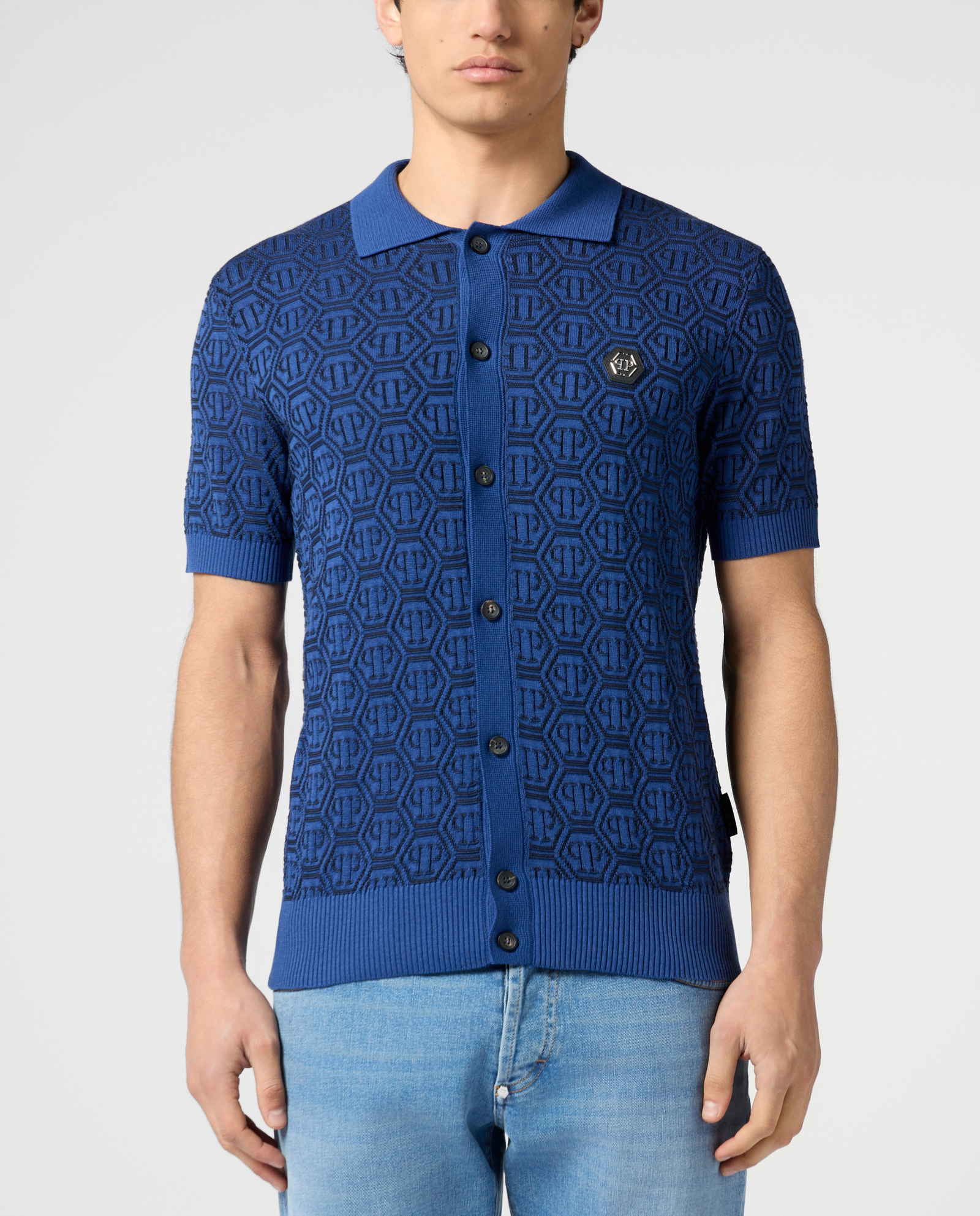 Niebieska bluzka polo z monogramem - Image #1