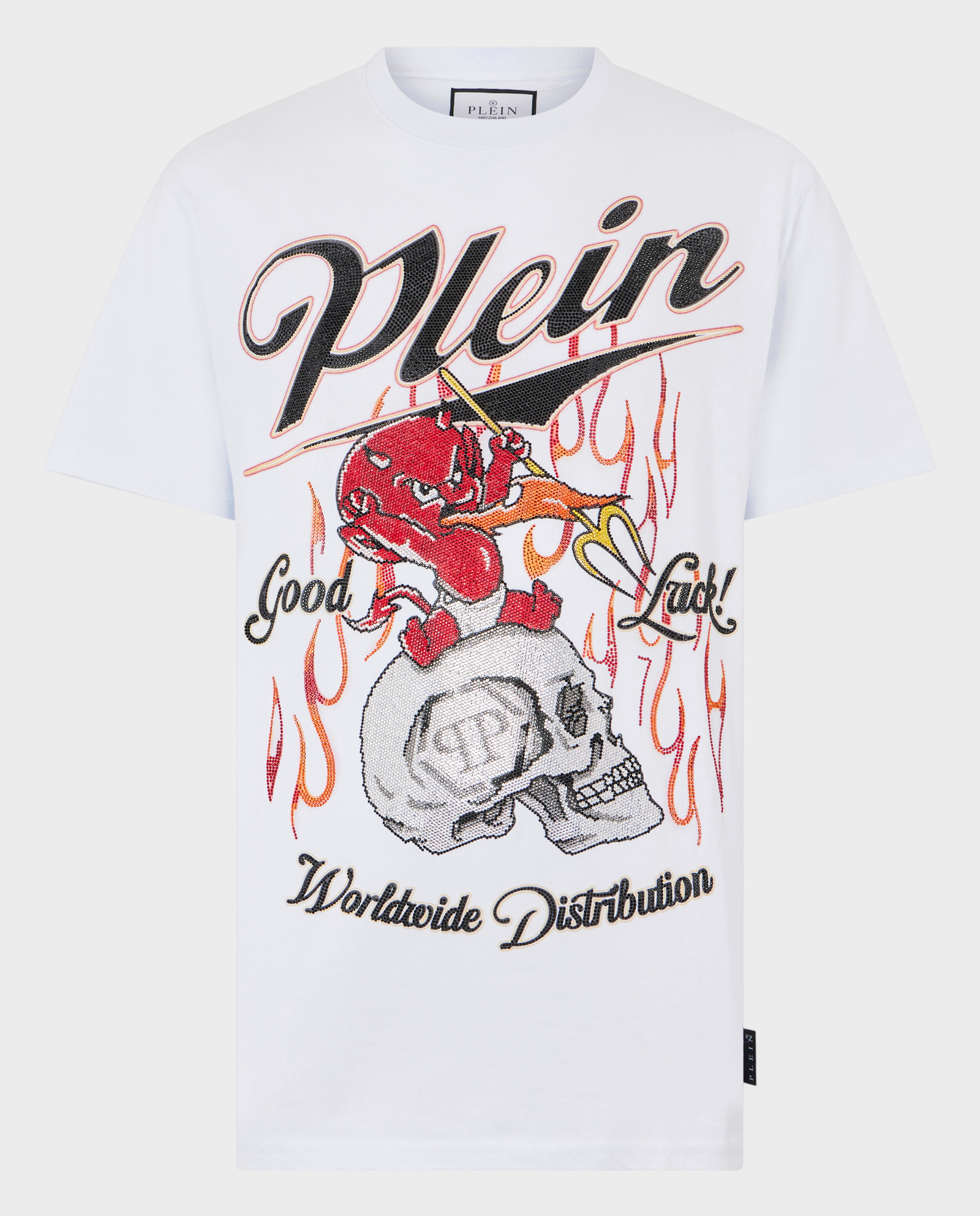 Biały t-shirt Little Devil Crystal - Image #0