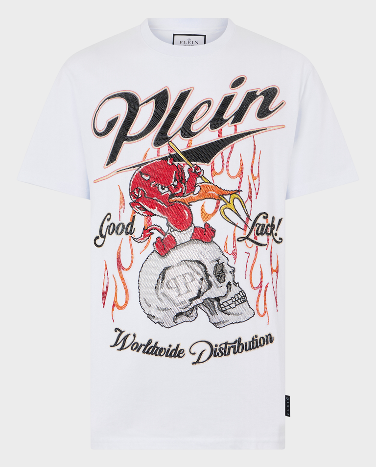 Biały t-shirt Little Devil Crystal