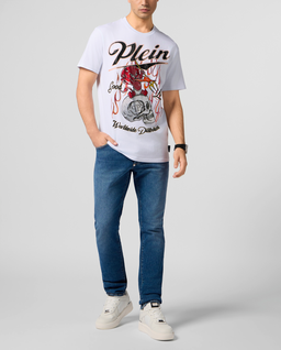 Biały t-shirt Little Devil Crystal - Image #3