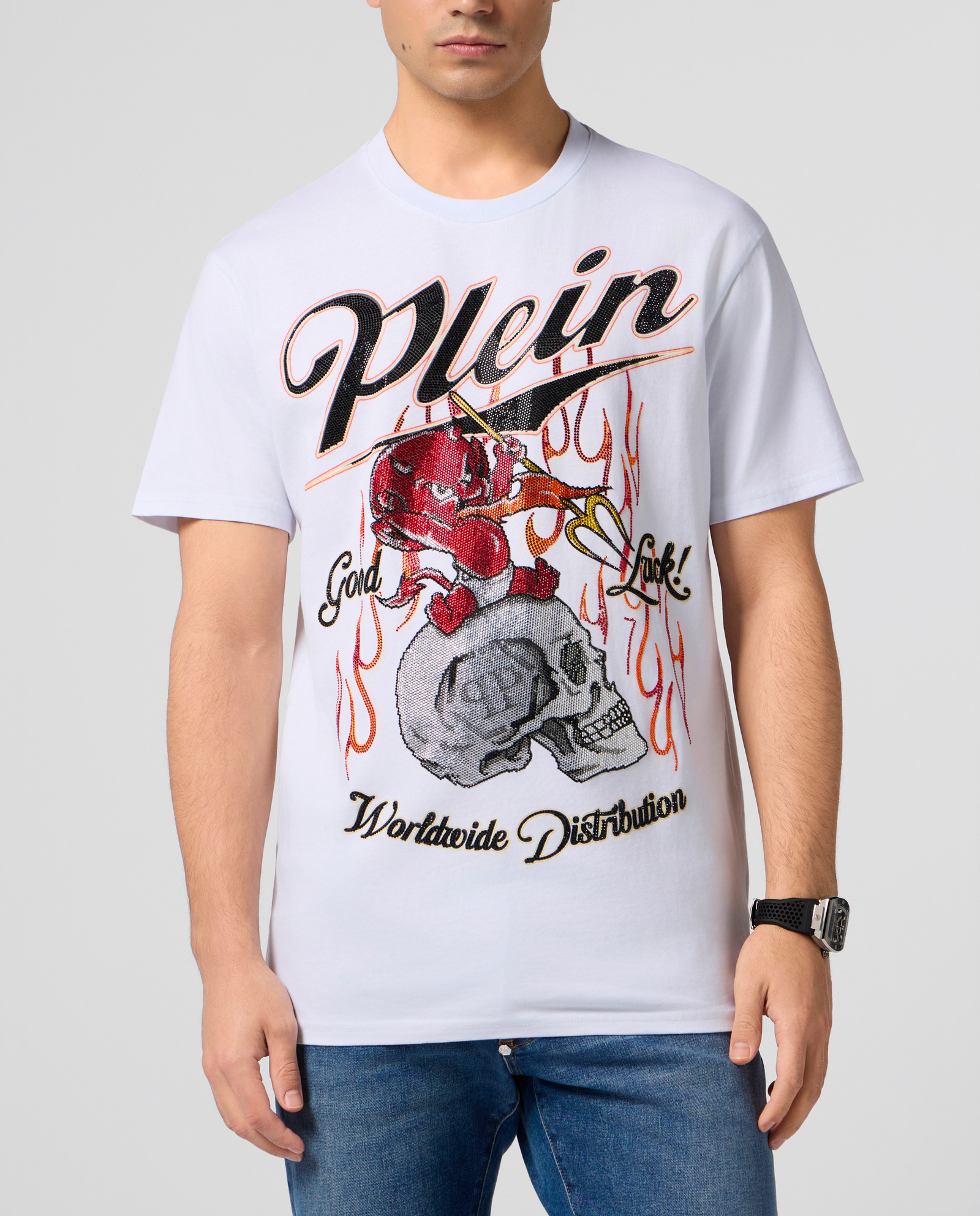 Biały t-shirt Little Devil Crystal - Image #1