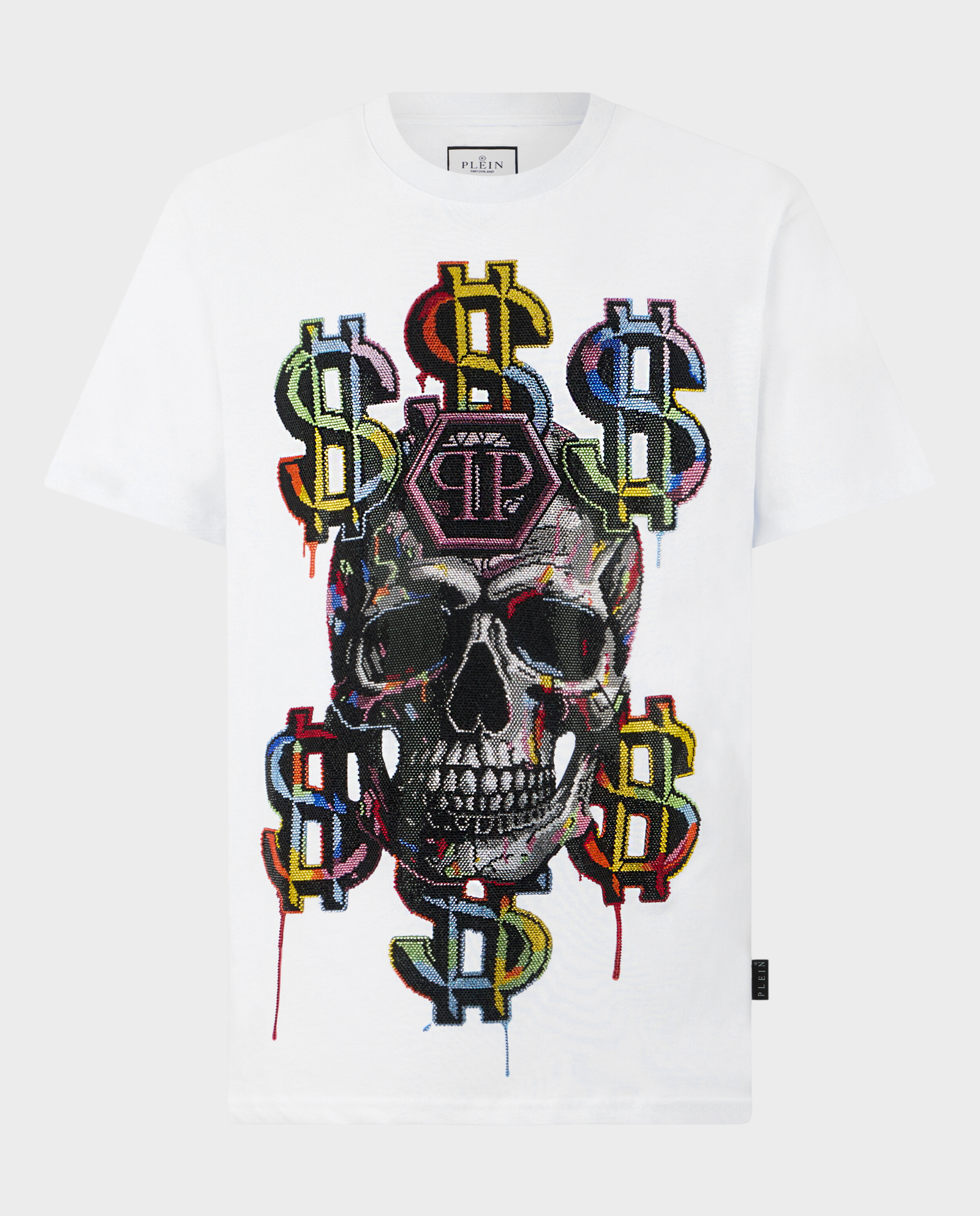 Biały t-shirt Dollar Skull - Image #0