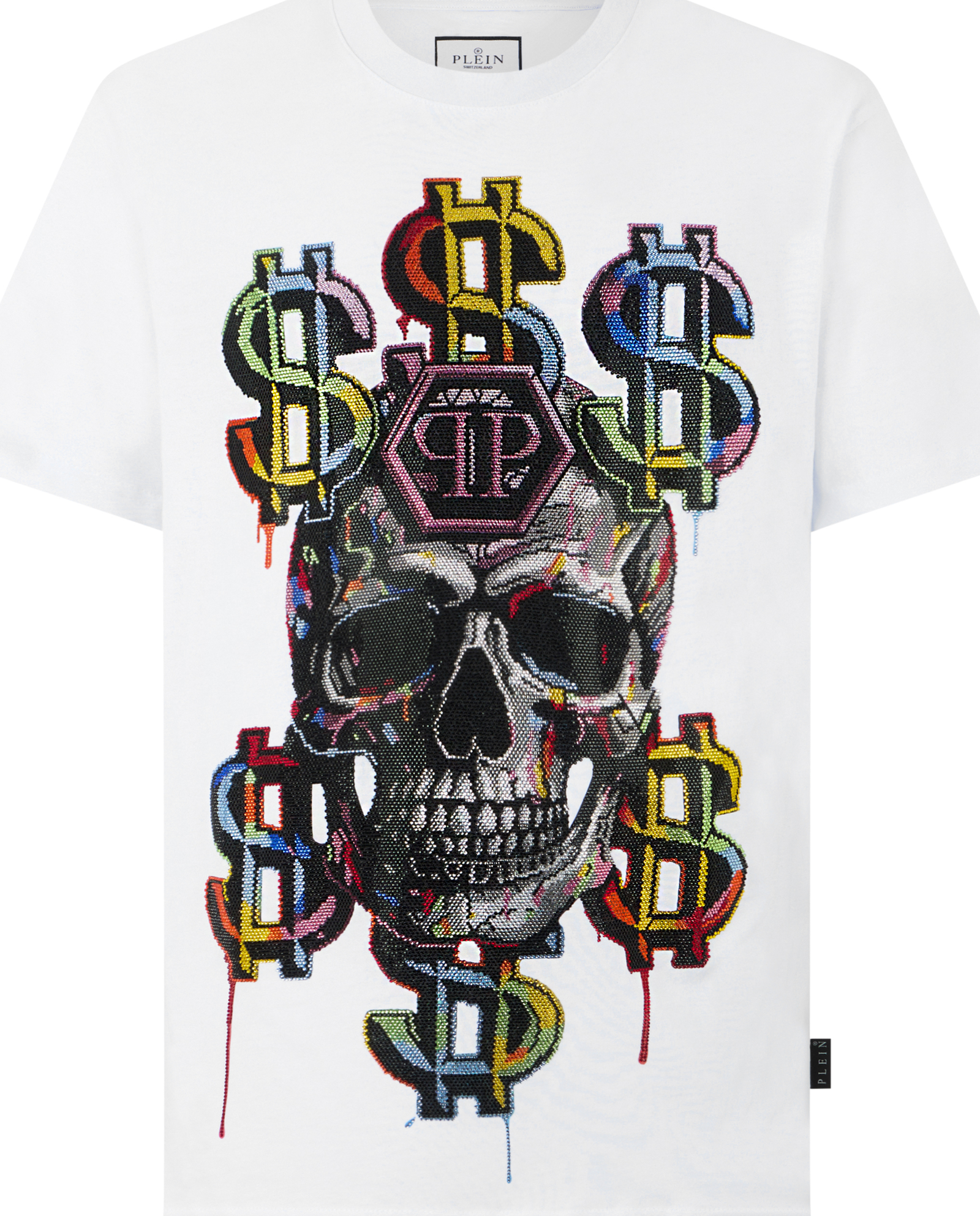 Biały t-shirt Dollar Skull - Image #1