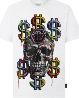 Biały t-shirt Dollar Skull - Image #1