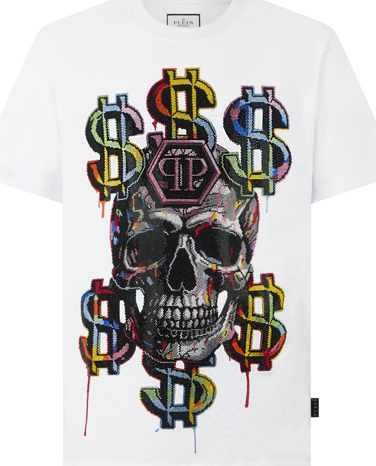 Biały t-shirt Dollar Skull