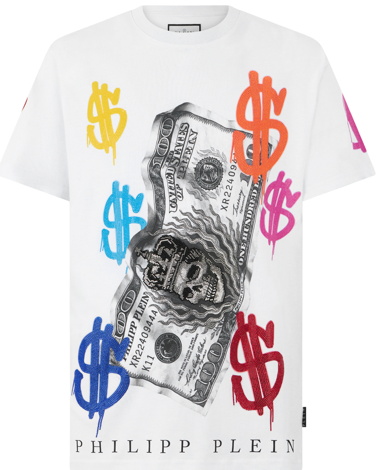 Biały t-shirt z logo Dollar