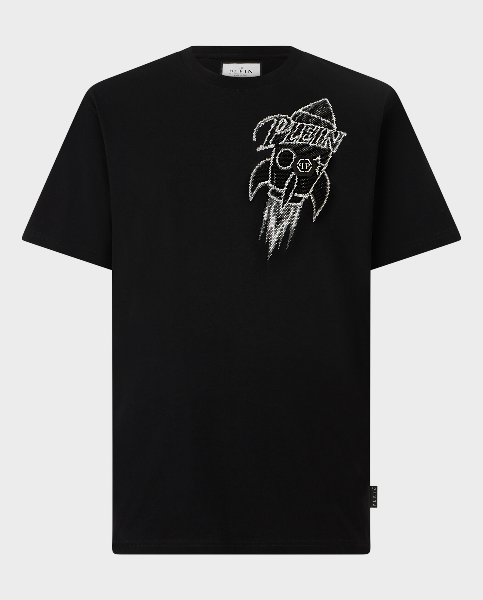 Czarny t-shirt Neon Space Rocket - Image #0