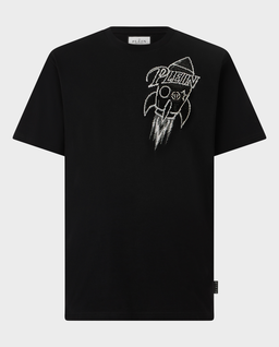 Czarny t-shirt Neon Space Rocket - Image #0