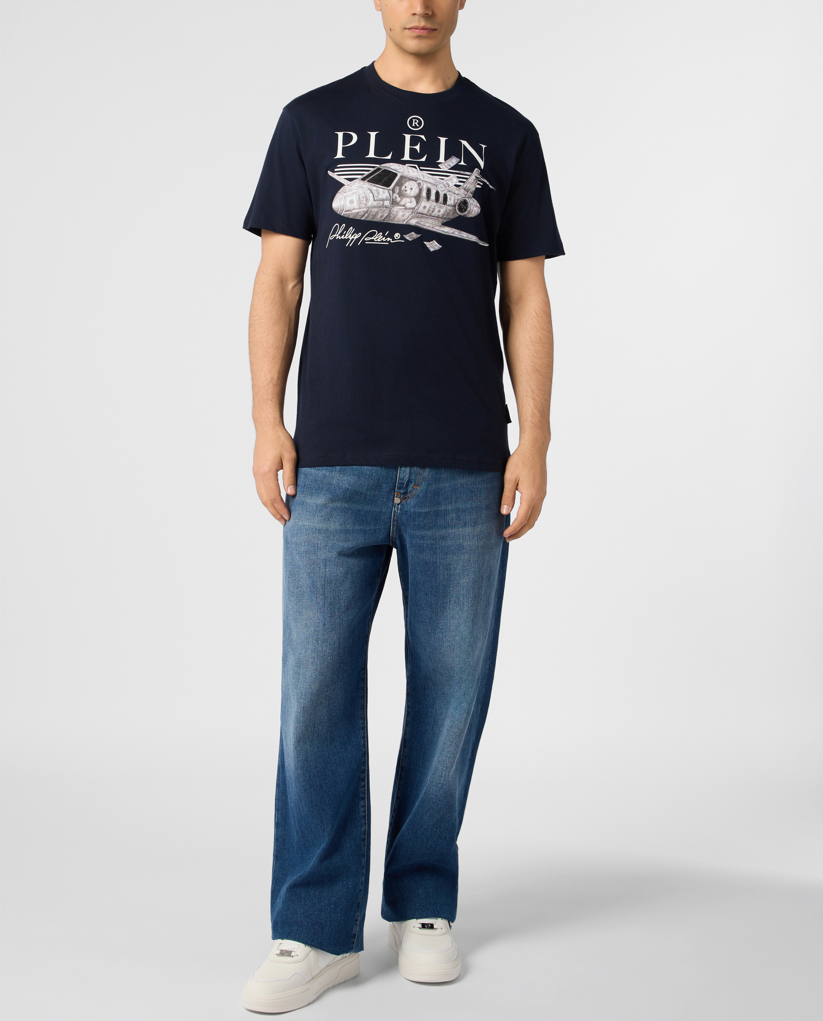 Granatowy t-shirt Teddy Plane Stones - Image #3