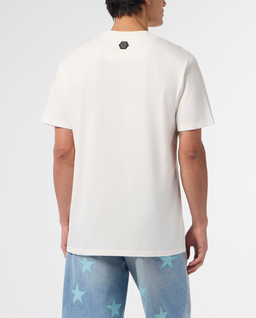 Kremowy t-shirt z kontrastowym logo - Image #2