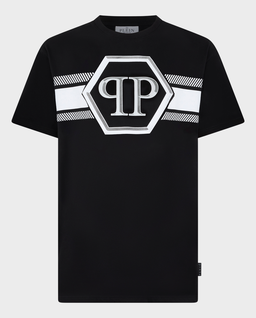 Czarny t-shirt z kontrastowym logo - Image #0