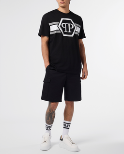 Czarny t-shirt z kontrastowym logo - Image #3