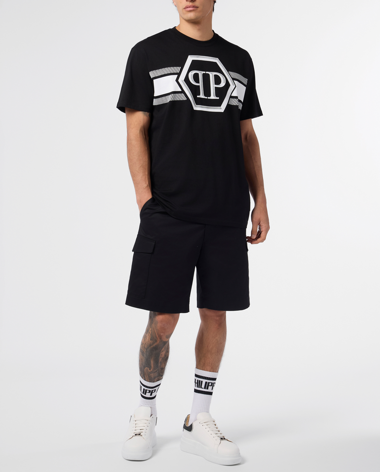 Czarny t-shirt z kontrastowym logo - Image #3