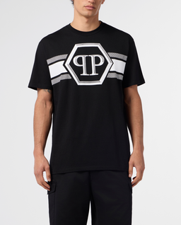 Czarny t-shirt z kontrastowym logo - Image #1