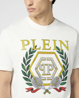 Biały t-shirt z herbem tenisowym - Image #4