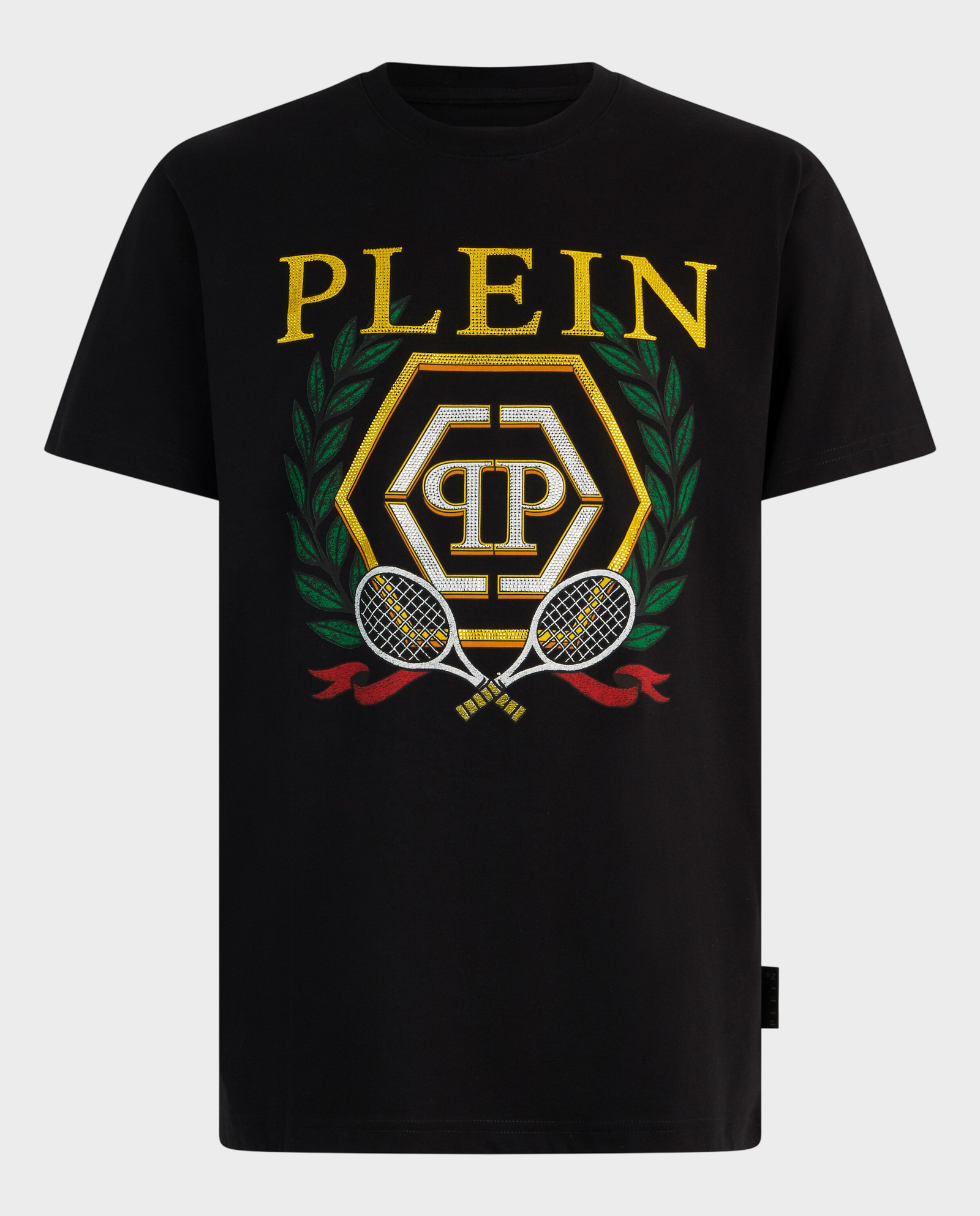 Czarny t-shirt z herbem tenisowym - Image #0