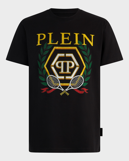 Czarny t-shirt z herbem tenisowym - Image #0