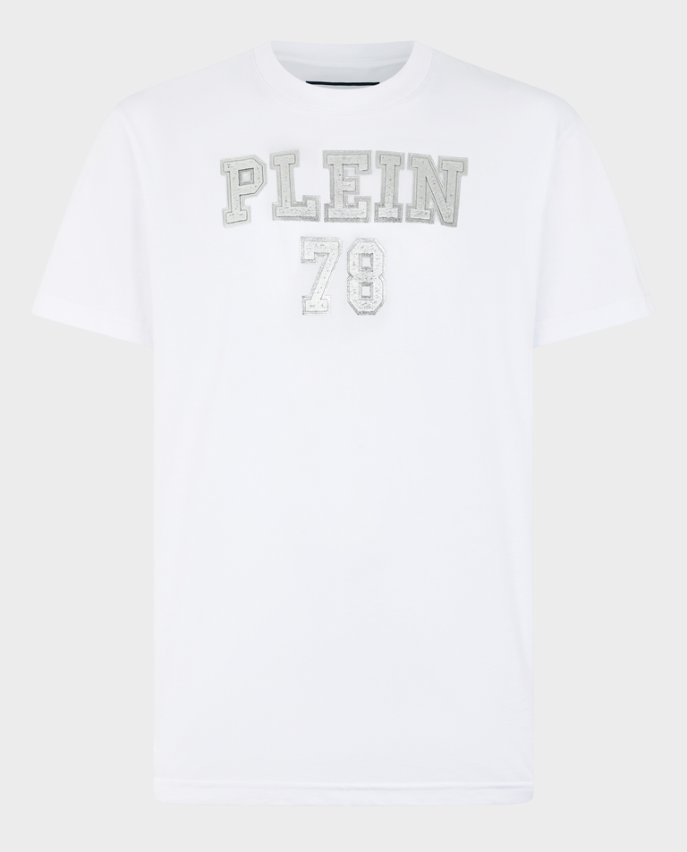 Biały t-shirt z napisem Collage