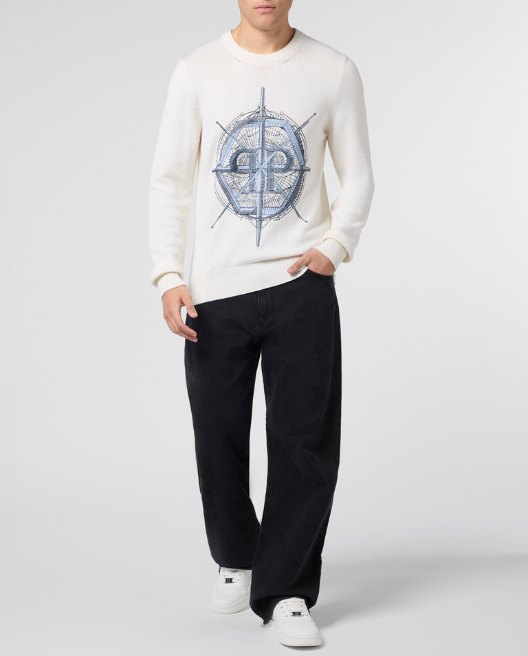 Kremowy sweter Wind Rose - Image #3