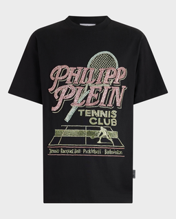 Czarny t-shirt Tennis Club Strass - Image #0