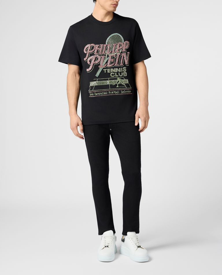 Czarny t-shirt Tennis Club Strass - Image #3