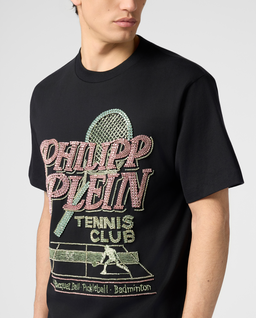 Czarny t-shirt Tennis Club Strass - Image #4