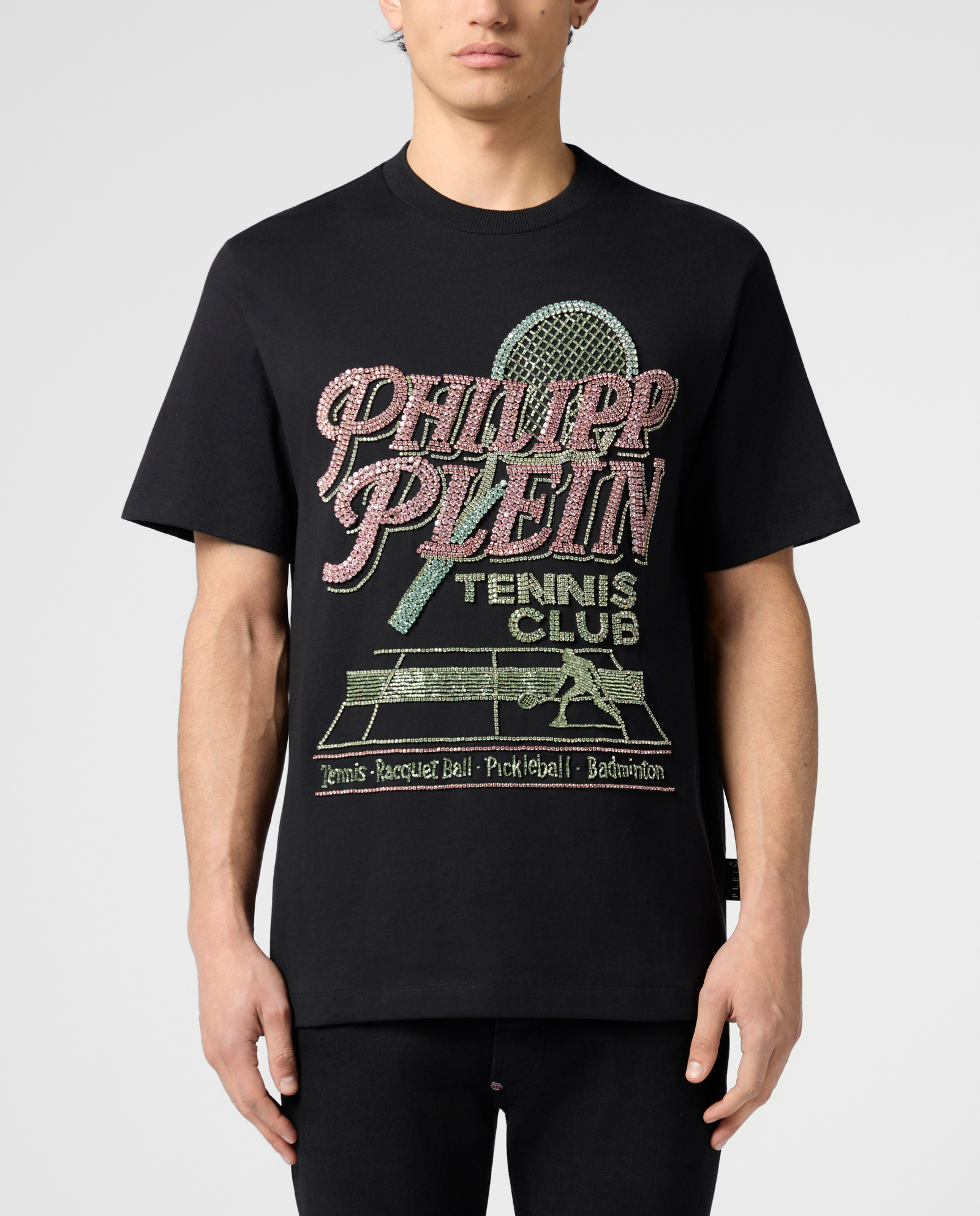 Czarny t-shirt Tennis Club Strass - Image #1