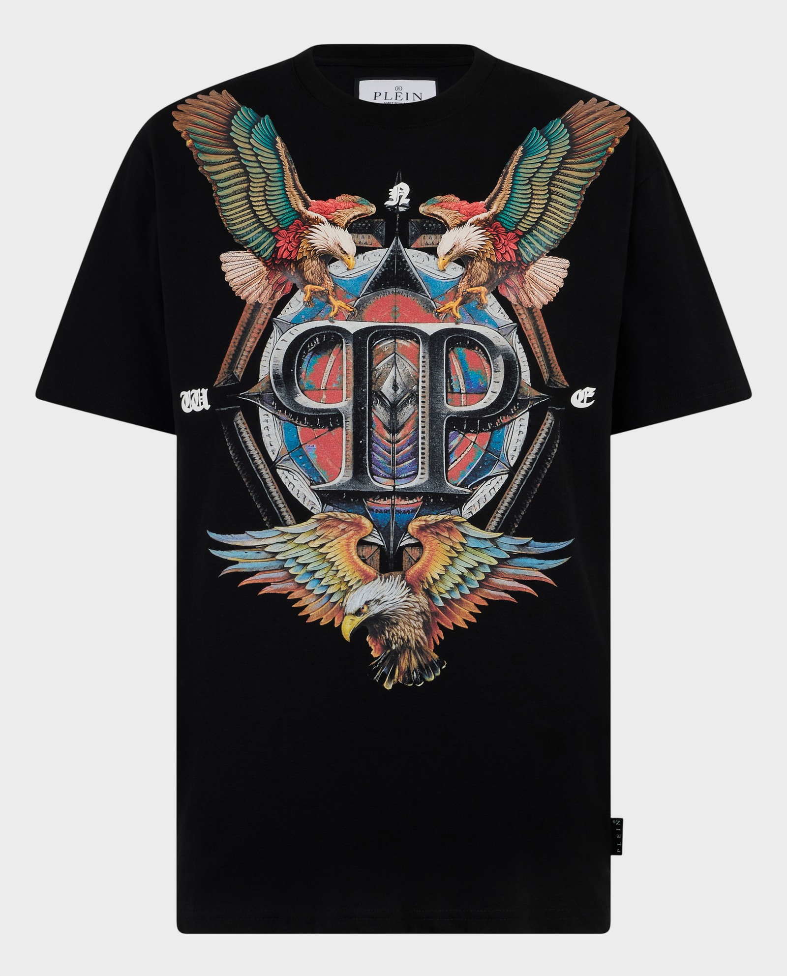 Czarny t-shirt z ozdobnym nadrukiem - Image #0