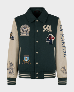 Zielona kurtka typu bomber z naszywkami - Image #0