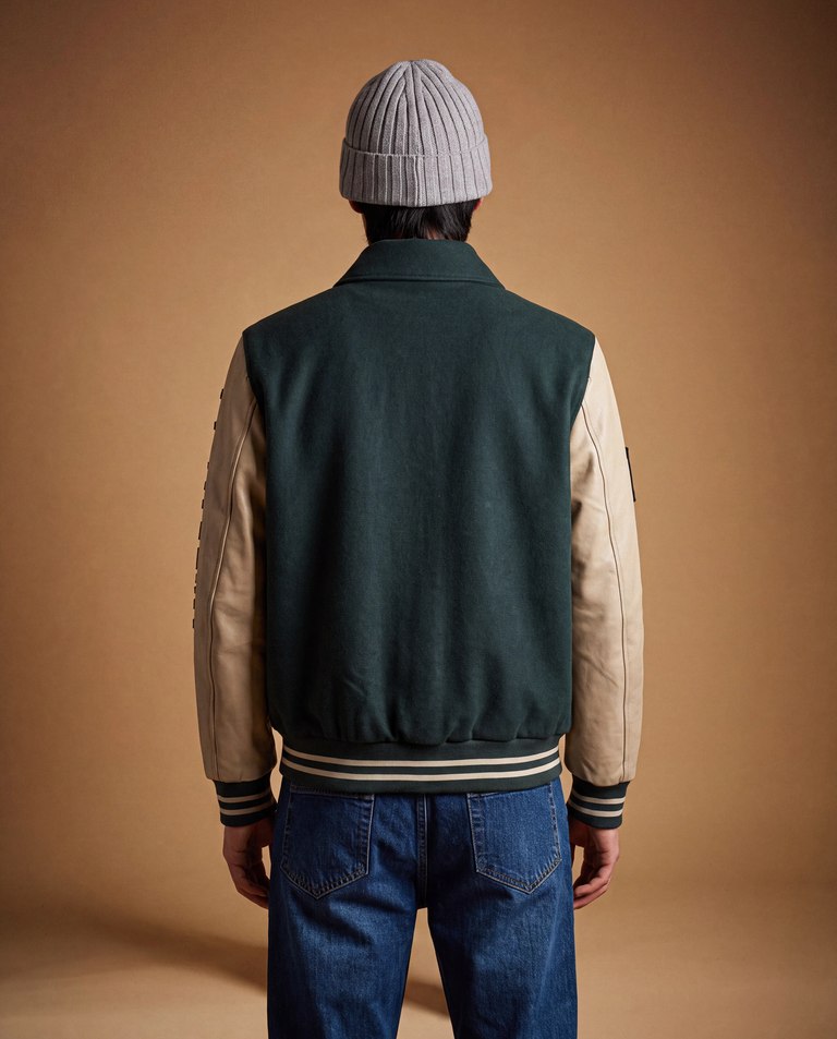 Zielona kurtka typu bomber z naszywkami - Image #3