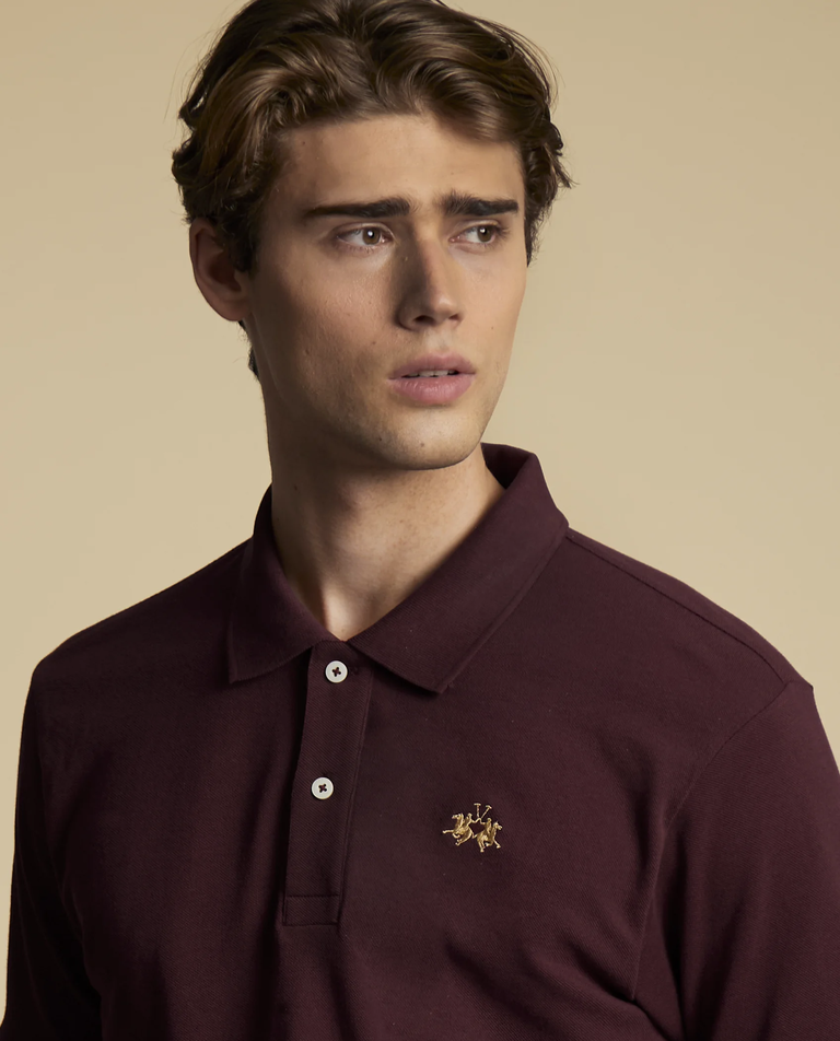 Bordowa koszulka polo regular fit - Image #2