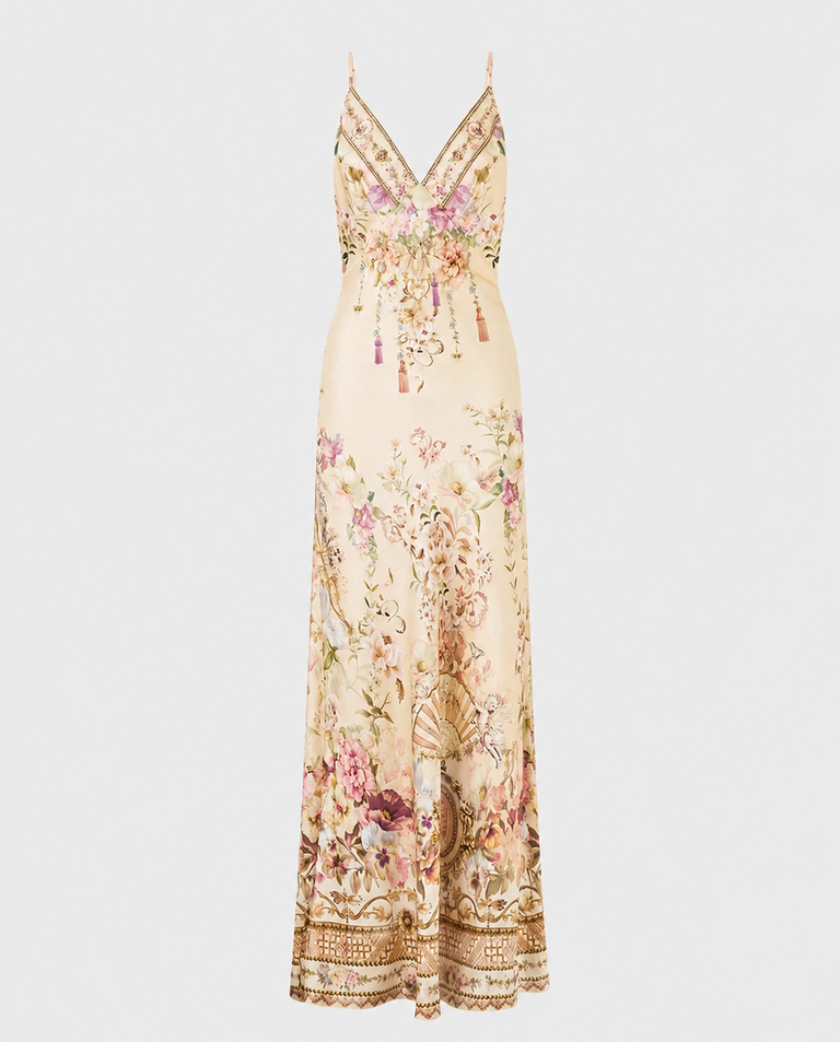 Kremowa sukienka w kwiaty Adorned in Aranjuez