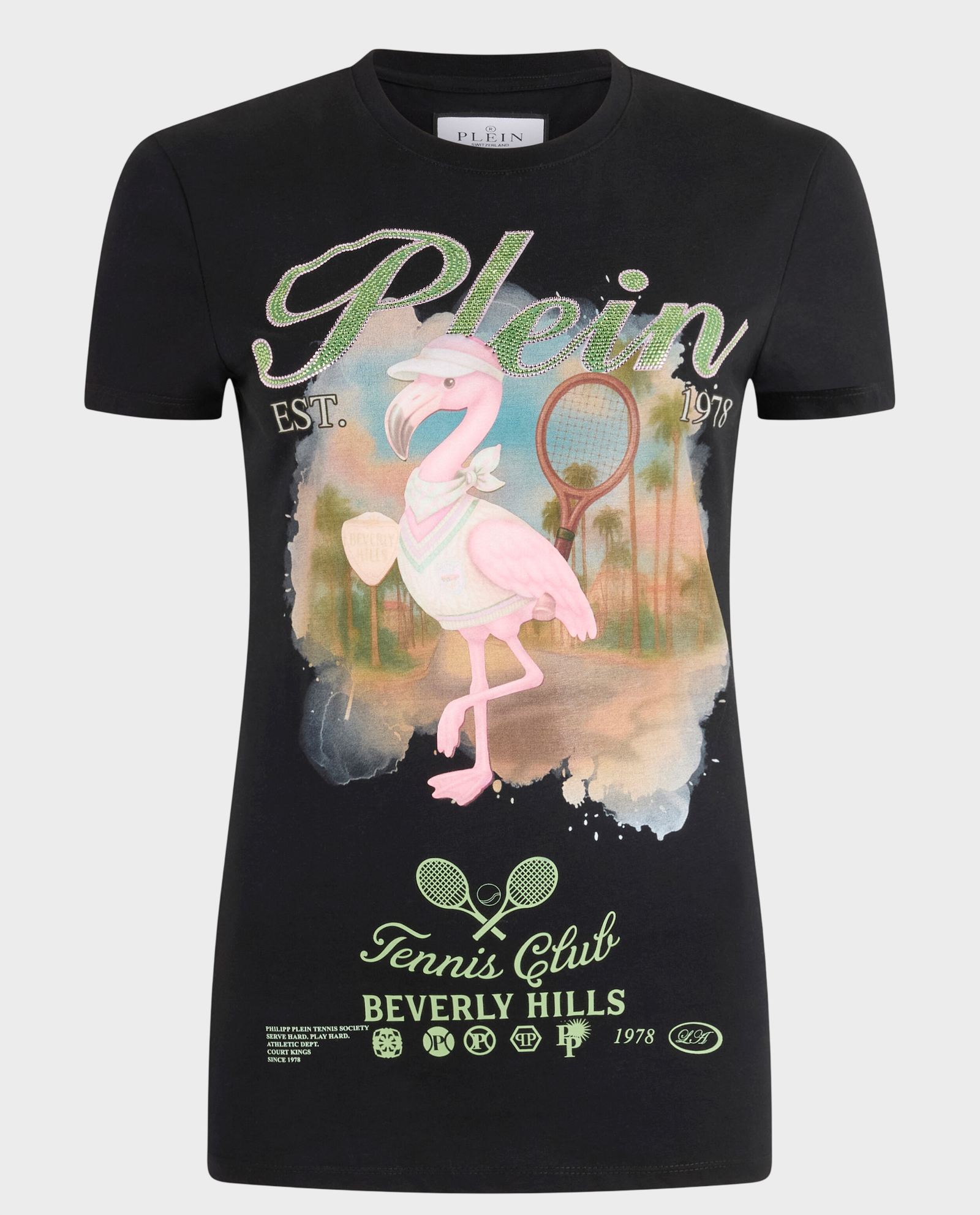 Czarny t-shirt Tennis Club Strass - Image #0