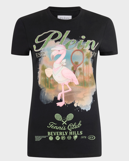 Czarny t-shirt Tennis Club Strass - Image #0