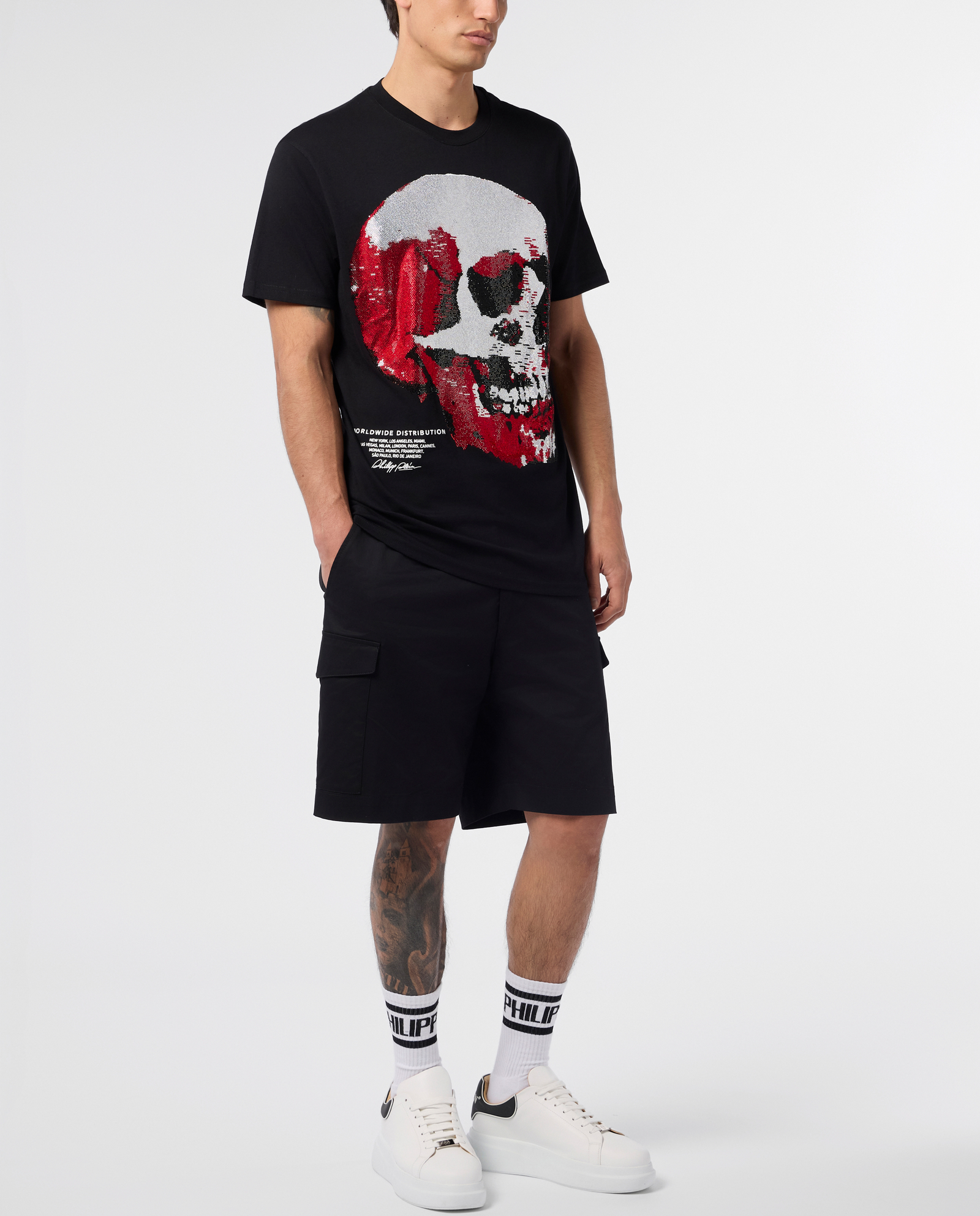 Czarny t-shirt z motywem czarnym - Image #3