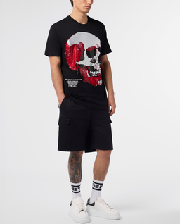 Czarny t-shirt z motywem czarnym - Image #3