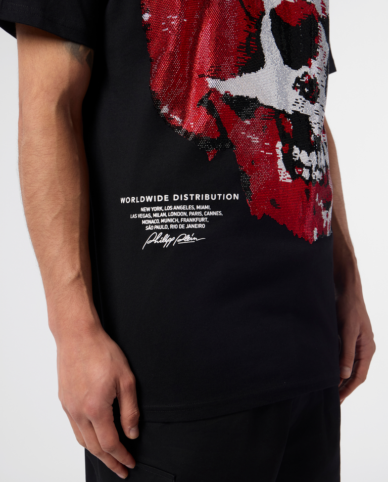 Czarny t-shirt z motywem czarnym - Image #4