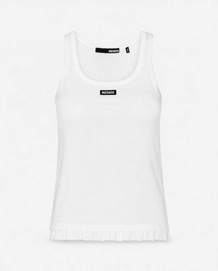 Biały tank top z falbanką